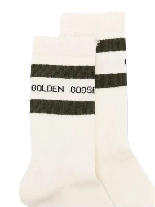 calzini a coste a righe Golden Goose | GUP00883.P000487.12535HERITAGE WHITE/FOREST